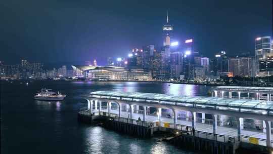 4K中国香港维多利亚港夜景延时素材香港回归