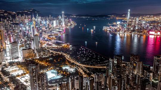 香港城市夜景航拍视频