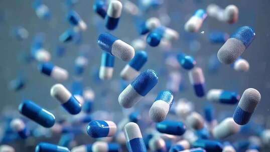 漂浮的蓝白胶囊素材