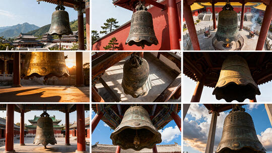 寺庙的古钟 古寺铜钟 禅意钟声 铜钟