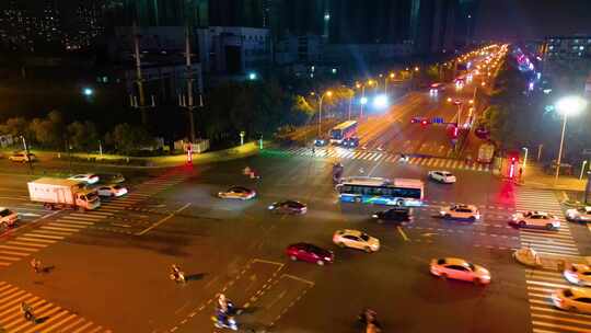 杭州钱塘新区夜晚夜景车流视频素材