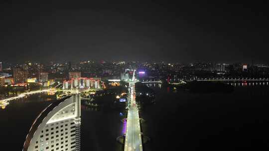 湖北鄂州南浦虹桥夜景航拍