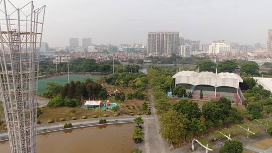 航拍城市建筑高楼交通桥梁地标风景