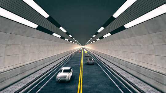 隧道高速公路马路车流隧洞通道三维动画漫游
