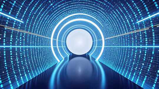 科技感蓝色数据隧道穿梭未来背景视频