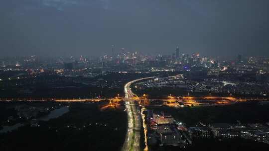 广州华南快速路夜景航拍