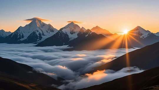 川西超美雪山日出云海4K