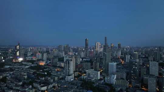 南京鼓楼区南京城市大景紫峰大厦夜景航拍