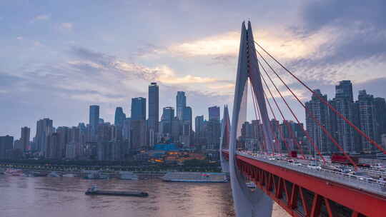 8K重庆东水门大桥夜景车流延时