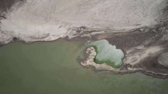 洞庭湖水位下降干枯景观航拍视频