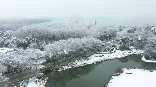 武汉东湖风景区冬季雪景风光