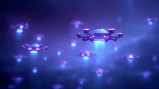 未来科技无人机群空中巡航