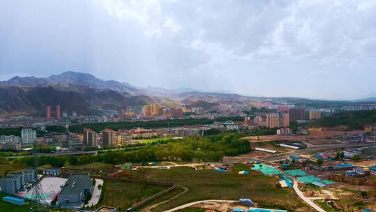 中国甘肃省武威市天祝藏族自治县全景航拍