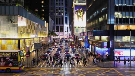 繁华香港街道人流视频素材模板下载