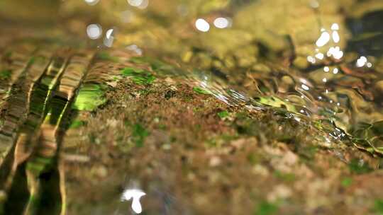 流水漫过岩石慢流微距升格