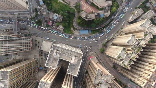 航拍贵州贵阳城市拥堵交通视频素材模板下载