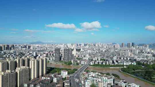 航拍汕头城市风光汕头大景