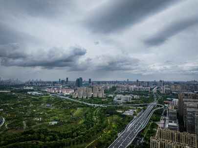 合肥城市大景阴天