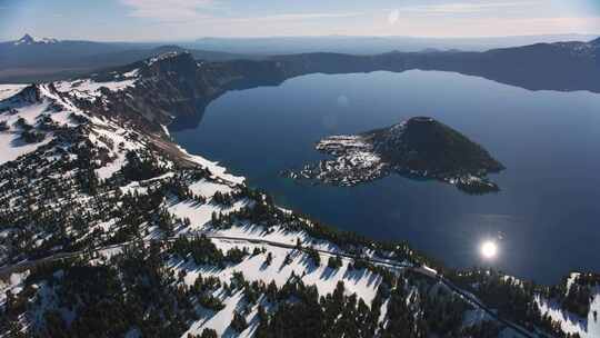 火山口，湖，水，岛