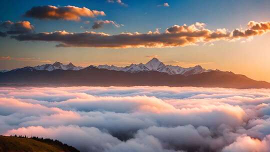 雪山云海壮丽全景