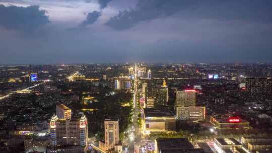 山东淄博城市夜景航拍延时