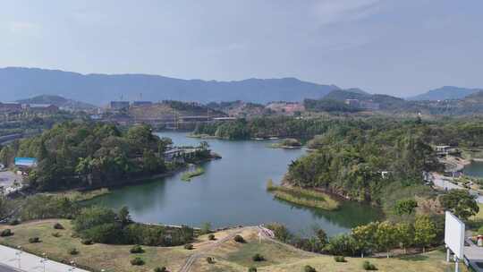 四川达州莲花湖湿地公园航拍