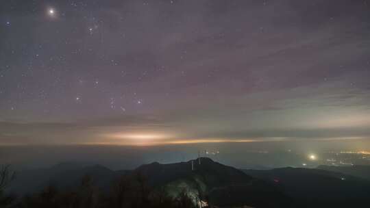 湖北九宫山冬季星空延时