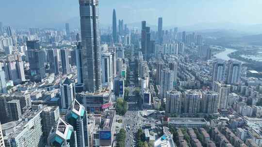 深圳赛格广场大厦航拍华强电子世界城市风光视频素材模板下载