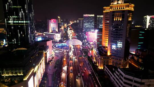 上海五角场夜景航拍