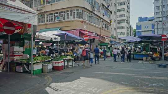 香港油麻地街市视频素材模板下载