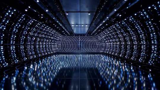 蓝色粒子隧道科技背景素材