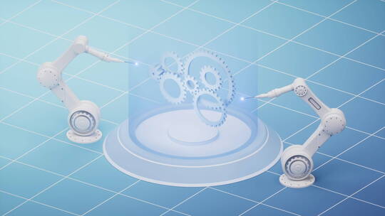 机械臂与智能制造概念3D渲染
