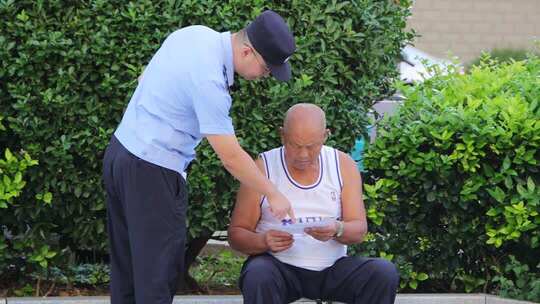 威海高区公安民警开展社区老年群众反诈宣传