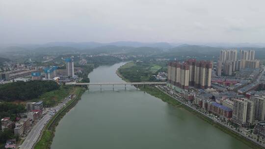 航拍湖南赧水江河风光视频素材模板下载