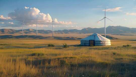 内蒙古草原风力发电 新能源 清洁能源