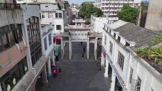 广东潮州古城牌坊街航拍城市街景风光