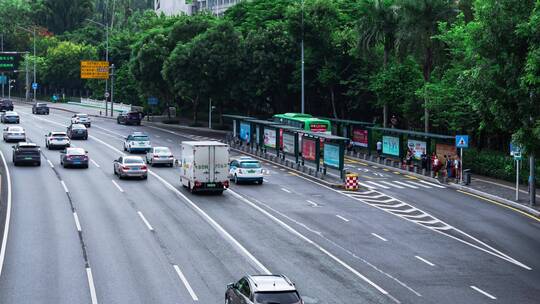 深圳罗沙路交通公交车进站延时视频