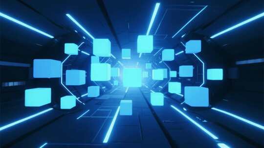 【4K画质】科技背景蓝色粒子科技科技穿梭