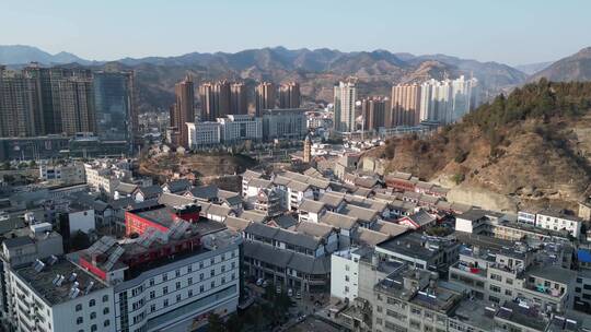 商洛山阳县城城市建设风光航拍4K视频素材模板下载