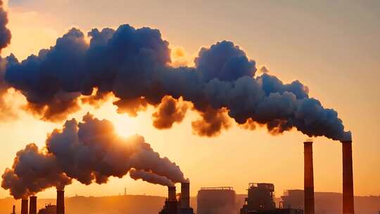 环境污染烟囱污气排放4k大气污染