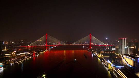 杨浦大桥夜景航拍风光