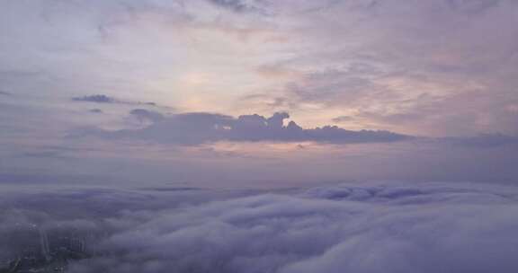 海南风光 夕阳日出云海 金色云层