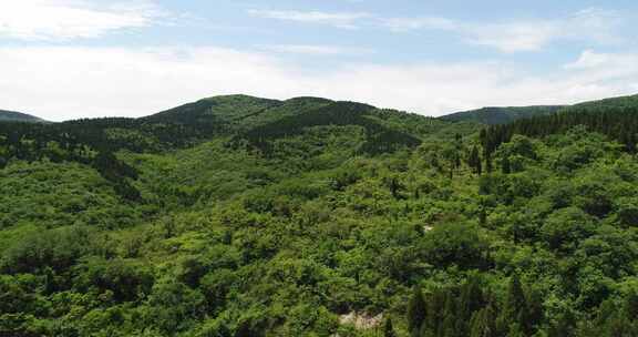 航拍蓝天白云绿水青山自然景观，原素材4K