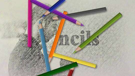 铅笔画画素描家庭温馨彩色相册写真AE模板