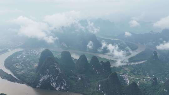 广西桂林阳朔风光中国山河航拍生态环境自然