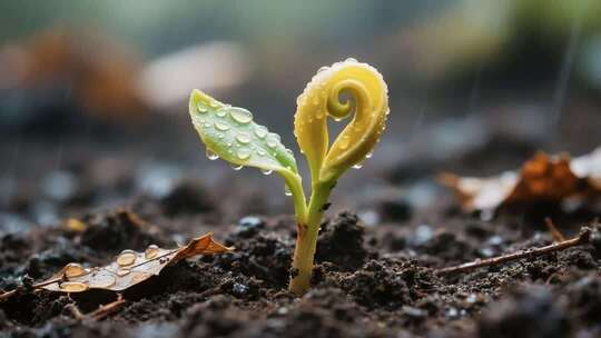 幼苗生长微距特写素材