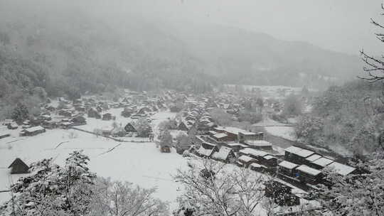 下雪的村庄视频素材模板下载