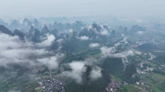 桂林山水漓江风光航拍