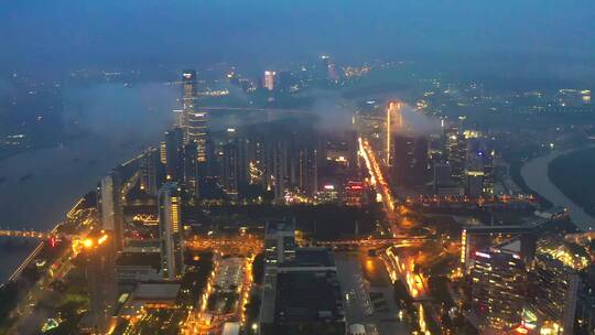 广州琶洲夜景云海视频素材模板下载