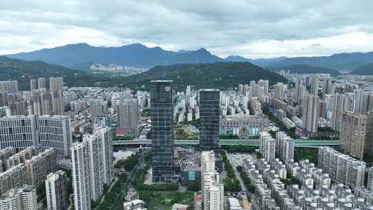 福建省龙岩市新罗区龙岩大道城市大景航拍